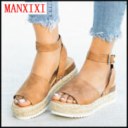 MANXIXI Xăng Đan Đế Bằng Đế Xuồng Đẹp 1.97 Inch Đế Dày Thời Trang Thương