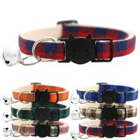 Pet Cat Dog Safety Plaid Cat Collar Buckles With Bell Adjustable Cat Buckle Collars Suitable Kitten Puppy Accessories Supplies