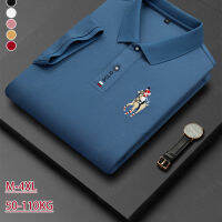 H เสื้อ Polo ผู้ชายอายุกลางคน เอวเรียบ ปกคอพับ ลายปัก สไตล์เท่แห่งฤดูร้อน