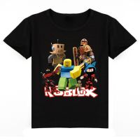 เสื้อผ้าเด็กROBLOXการ์ตูนพิมพ์Splicingเสื้อยืดO-คอกีฬาเสื้อยืดชายหญิงเสื้อผ้าฝ้ายแท้คุณภาพสูงแขนสั้น