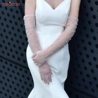 ■ﺴ TOPQUEEN VM15 Pearl Rhinestones Wedding Gloves Accessories for Girlfriend Bridal Gloves First Communion Accessories