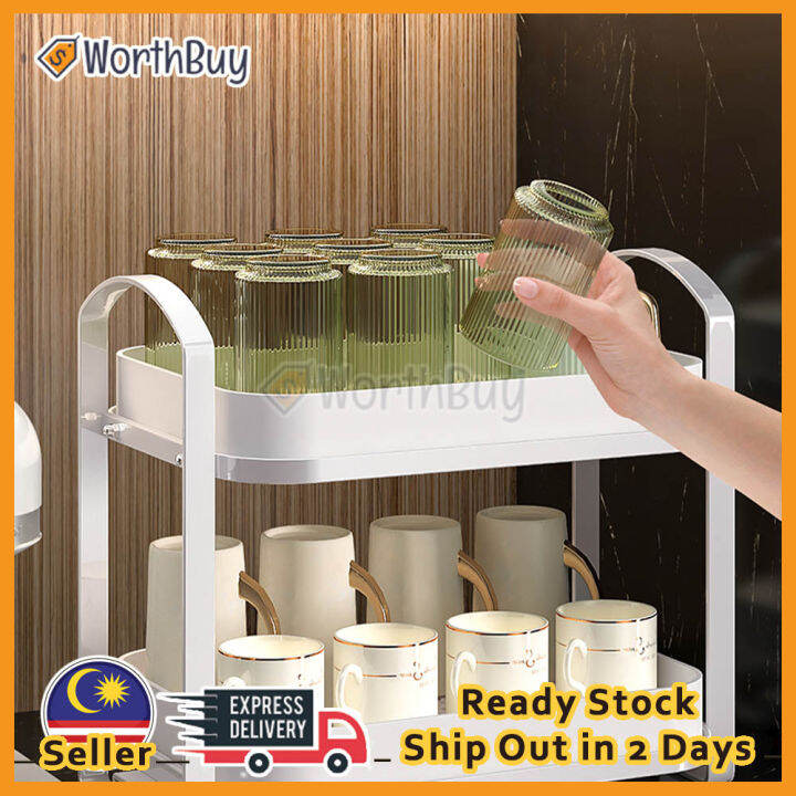 Worthbuy Detachable Cup Holder Double Layer Cup Rack Mini Rack Storage