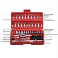 ( Promotion ) สุดคุ้ม ชุดประแจ ไขควงรักษาความปลอดภัย ชุดบล็อก 46 ชิ้น ขนาด 1/4 Socket Set ชุดเครื่องมือ ราคาถูก ชุด ประแจ ชุด ประแจบล็อค ชุด ประแจแหวน ชุด ประแจครบชุด