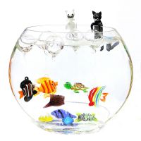 3PCS Colorful Floating Glass Bubble Tropical Fish Mini Figurines Ornaments Aquarium Decor Cute Sea Animals Small Statue Pendants