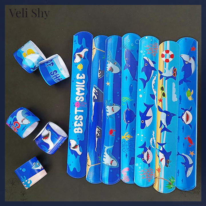 veli-shy-ตบฉลามสีน้ำเงินสุดเท่10ชิ้น-ของขวัญกำไลสัตว์ทะเลปาร์ตี้การ์ตูนฉลามของตกแต่งเด็กผู้ชายมีความสุขในงานปาร์ตี้ริมชายหาดฮาวาย