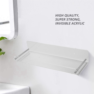 2 Pack Acrylic Floating Shelves, 15 L x3.25inch W, Clear Bathroom Wall Shelf, Bookshelves, Invisible Display for Office