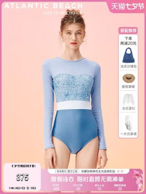Atlanticbeach Competitive Surfing One-Piece Swimsuit Womens Summer Sun Protection 2022 New Conservative Long-Sleeved Swimsuit
