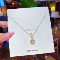 [COD] Korean fashion personality gold necklace versatile new zircon flower pendant net red ins style clavicle chain