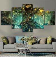 Enchanted Tree Scenery Painting Wall Pictures For Living Room Home Decor - HD Printed 5 Piece Canvas Art-เหมาะสำหรับการเพิ่มสัมผัสแห่งความมหัศจรรย์ให้กับพื้นที่ของคุณ