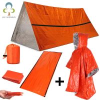 2pcs Emergency Sleeping Bag Raincoat First Aid Thermal Waterproof For Outdoor Survival Camping Hiking Camp Sleeping Gears ZXH