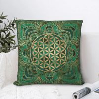 Flower Of Life In Lotus Malachite And Gold Pillowcase Soft Cushion Cover Decoration Mandala Throw Pillow Case Cover Home 40*40cm Cushion Cover