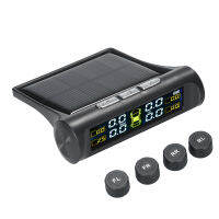 เครื่องวัดความดันยางรถยนต์ Solar TPMS การตรวจสอบความดันยางรถยนต์แบบไร้สายพร้อมเซ็นเซอร์ภายนอก4ตัว Auto Security Alarm Systems