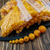 [COD] Beeswax medium yellow round beads diy accessories bracelet loose resin imitation beeswax