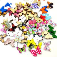 100/50pcs Multicolor Butterfly Wooden Buttons Fit Sewing And Scrapbooking Sewing Buttons For Craft DIY Decoration Child Clothes Haberdashery