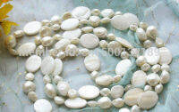J00462 50 "; 18Mm สีขาววงรีเหรียญเชลล์ FW สร้อยคอมุก AAA