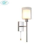 Modern art deco wall light with pull chain switch, america style chrome finish bedside wall lamp,industrial nordic sconces