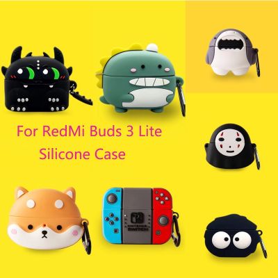 เคส For RedMi Buds 3 Lite Case, Anime Cartoon Protective Cover, with Hook Lock Keychain