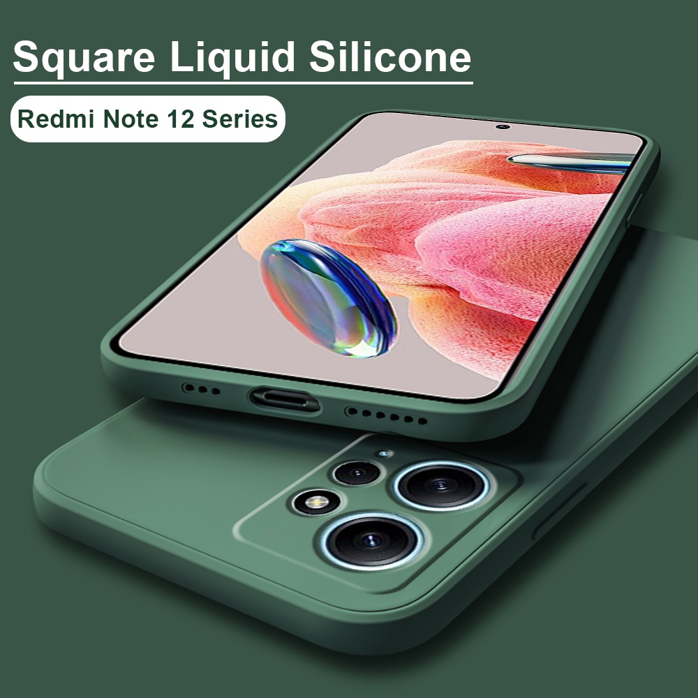 Square cecair silikon kes untuk Redmi nota 12 Pro Plus 5G Global Note12 Turbo 12S 12 4G 12 T version China Redmi 12 12C Matte perlindungan Kamera lembun sarung telefon kalis gegar