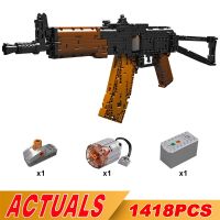 ของเล่นก่อสร้างปืน AK-47แบบใช้มอเตอร์สำหรับเป็นของขวัญบล็อกตัวต่อ14020ของเล่นทหาร