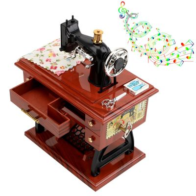 Home Decor Hand Crank Vintage Music Boxes Christmas Gift New Year Gift Birthday Gifts Mini Sewing Machine Style Music Box Furniture Protectors  Replac