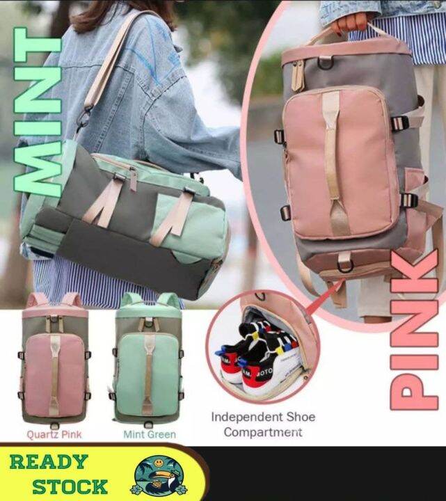 Ready Stock Travel Sempoi Women Versatile Duffel Bag Sling Backpack