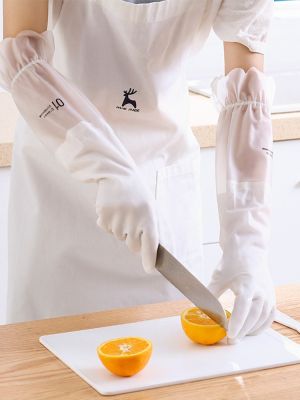 kitchen dishwashing gloves female cleaning household durable washing clothes rubber rubber waterproof dish washing artifact Safety Gloves