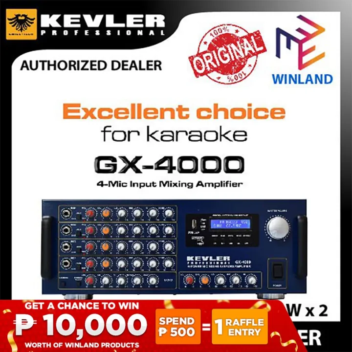 KEVLER GX4000 HIGH POWER MIXING KARAOKE AMPLIFIER 900W X 2 W/ USB/BT