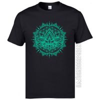 Top Quality Lotus Mandala Flower T Shirts India Vajrayana Lamaism OM ZEN Tshirts Men Deep Meditation Buddhist Cotton T-Shirts