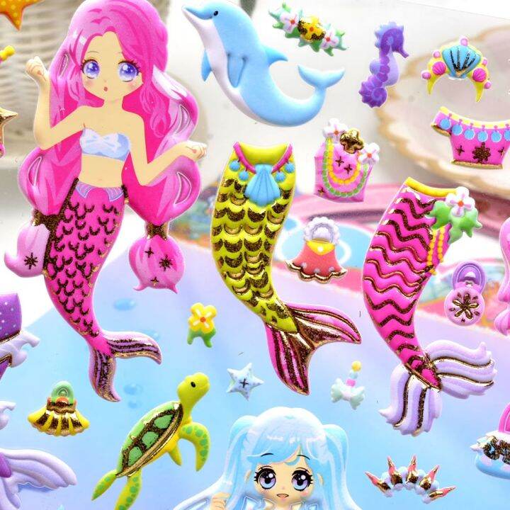 cod-stickers-girl-mermaid-princess-dress-up-children-three-dimensional-baby-fun-kindergarten