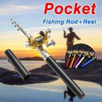 Outdoor Stream Portable Pocket Telescopic Mini Fishing Rod Pole Pen Shape Folded River Lake Fishing Rod With Reel Wheel