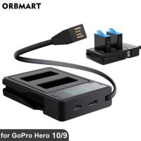 For GoPro Hero 12 11 10 9 black battery charger dual port with LCD display charging cable for Go Pro 12 10 9 gopro9 accessories