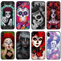 {L electronic shell} สำหรับ iPhone iPhone 11 12 13 14 Pro MAX Mini 5 5S SE 6 6S 7 8 Plus 10 X XR XS Hard เคสโทรศัพท์ Shell Catrina สาวดอกไม้