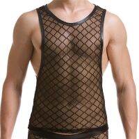 Men See-Through Sheer Mesh Tank Top