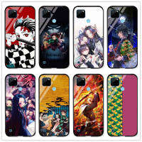 สำหรับ OPPO Realme C21Y Anime Demon Slayer: Kimetsu ไม่มี Yaiba กระจกเทมเปอร์กันกระแทกเคสโทรศัพท์แบบแข็งฝาหลังปลอก DIY ที่กำหนดเองการพิมพ์ภาพของขวัญ