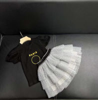 2022 new High end Children Clothing Summer Cotton girls Suits Gift Letter embroidery Sets shirt with Short skirt for Baby Kids