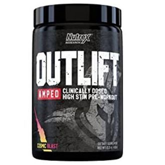 Nutrex Research Outlift Amped (20 Servings) Premium High Stim Pre Workout for Men and Women with Intense Energy &amp; Focus, Increase Pumps with Citrulline, Creatine, &amp; Beta-Alanine Preworkout สร้างกล้ามเนื้อ