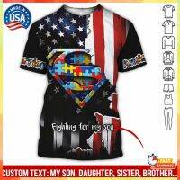 2023 NEW STYLE-Autism Warrior Hero man 3D printed T-shirt for men and women(FREE CUSTOM NAME )