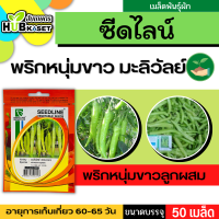 ซีดไลน์ ?? พริกหนุ่มขาวลูกผสม มะลิวัลย์ ขนาดบรรจุประมาณ 50 เมล็ด อายุเก็บเกี่ยว 60-65 วัน