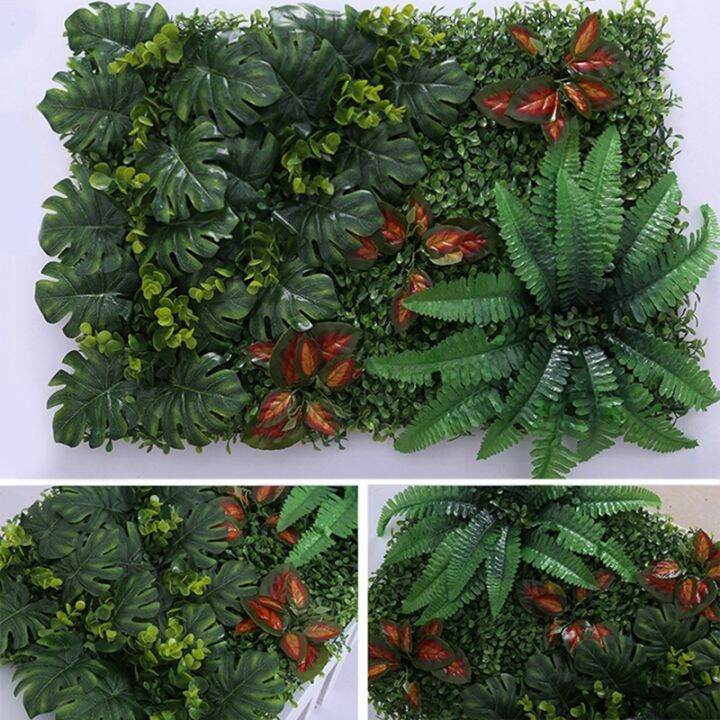 2x-artificial-grass-diy-miniature-lawn-garden-ornament-red-leaves