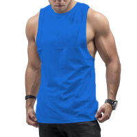 （Ready Stock)? New Mens Fitness European And American Fashion Running Training Cotton Stretch Sweat-Absorbent Sleeveless Tank Top ZV