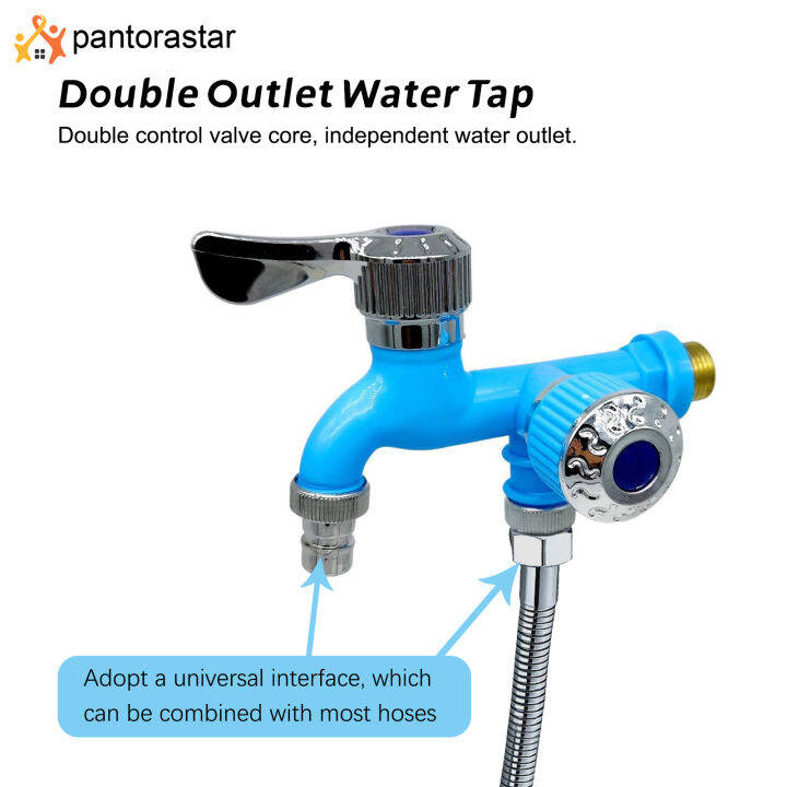 [pantorastar] Dual Control Double Outlet Water Tap 1/2 Lazada