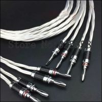 1X Pair Pair 2.5m 6N OCC Silver-plated Speakers Cable with carbon fiber banana plug audio loudspeaker For HIFI