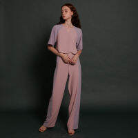 PIMNATTA Karen Pants Pink-Lilac กางเกงแถบข้าง สีชมพู แถบม่วง