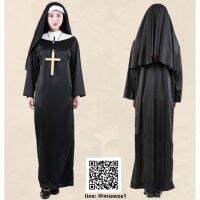 ฺBest Seller!!! ชุดแฟนซีแม่ชีสีดำ The Nun ผีแม่ชี เดอะ นัน สินค้ามาพร้อมผ้าคลุมศีรษะเข้าชุด cp32/cp32.3/cp32.2/cp32.8/cp48.2/cp48.1 ##ชุดแฟนซี ชุดเด็ก การ์ตูน Fancy Kids Fashion