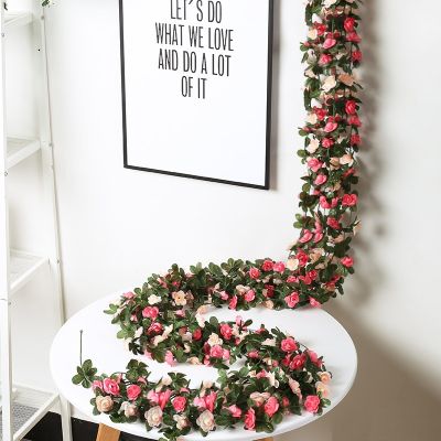 Rose Artificial Silk Flowers Garland for Christmas Wedding Home Room Autumn Backdrop Decor Garden Arch Arrange Fake Plant Vine