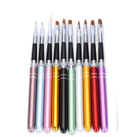 Makartt 10Pcslot Nail Art Brush Set Different Sizes Copper Handle Design Polish Nylon UV Gel Painting Nail Brushes