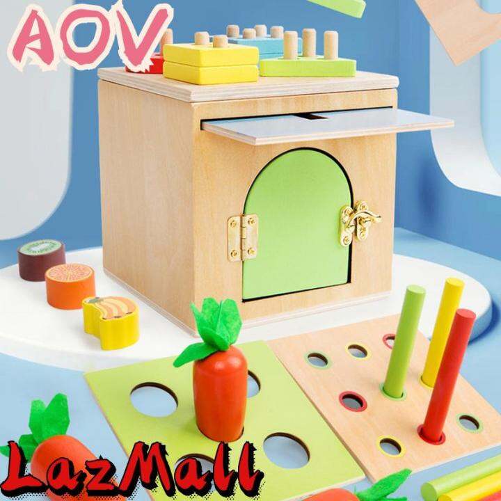 aov-montessori-ของเล่นวัตถุ-permanence-กล่อง-interchange-ฝา-multifunctional-แครอท-harvest-ของเล่นไม้-sorting-stacking-ของเล่น-cod-จัดส่งฟรี