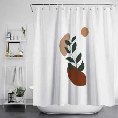 Nordic style simple abstract sun and moon pattern shower curtain windproof bathroom decoration home furnishing