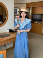 พร้อมส่ง ! Windows blue dress ?? C3295/3852 เดรสยาวมินิมอล เดรสยาวสไตล์เกาหลี เดรสยาว เดรสทำงาน