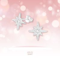 IRIS JEWEL ต่างหูเงินแท้925 ลายดาวเหนือ ( Silver Northern Stat Ear Studs with Cubic Zirconia )